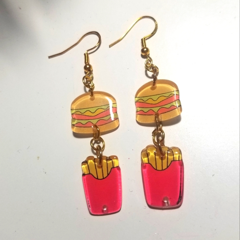 Cheeseburger And Fries Earrings